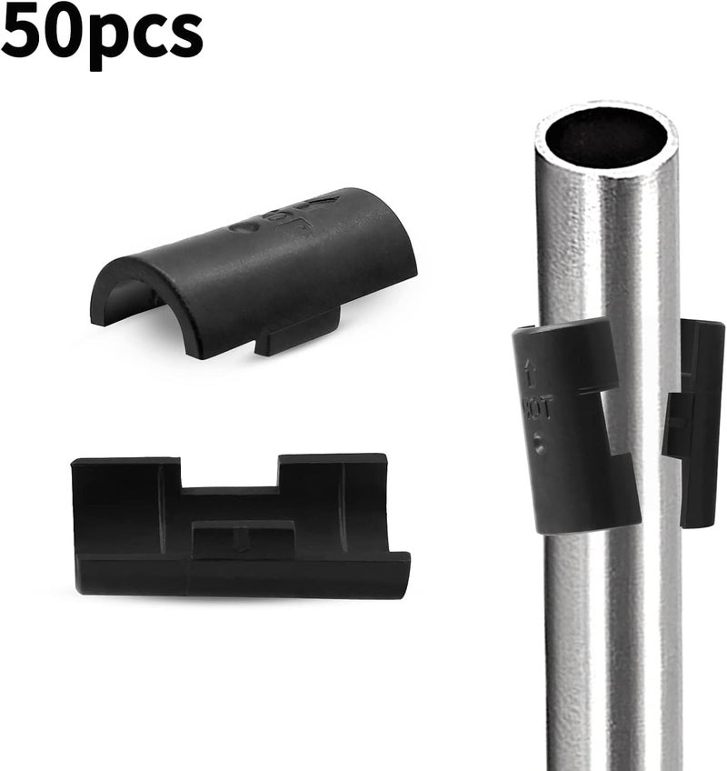 Moicstiy 100 Pack 3/4 Inch Wire Shelving Shelf Lock Clips, Plastic Shelving Clips Replacement Black Sleeve Shelf Clips for Less Than 3/4 Inch Pole(50 Pair) - Image 5